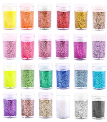 Ieron Glitter fine, Polvere Glitter Extra fine, Glitter Cosmetici per Nail Art, Glitter Artigianali per Natale/Unghie per Il Corpo, Glitter Fai da Te/Biglietti da Pittura 24 Colori