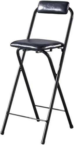 Taburete de bar plegable con respaldo y asiento acolchado, silla de bar alta portátil de metal, altura ajustable de 55 cm a 75 cm, taburete para disfrutar de la vida.
