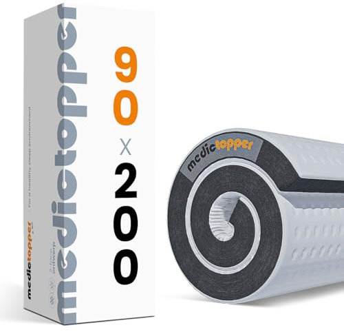 Medic Topper - 90x200cm - Luxuriöse Topper-Matratzenauflage mit kühlendem Gel und Memory-Schaum für ultimativen Schlafkomfort und Rückenschmerzlinderung - Ideal für jedes Schlafzimmer