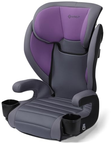Safety 1st Grow and Go 2-in-1 Booster Car Seat with ComfortWings, Converts High-Back to Backless, 19 Wide, Fits 3 Across, Lightweight, Foldable, Easy-Clean, Cup Holders, 40-100 lbs, Crushed Grape