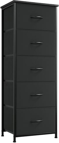Somdot Tall Dresser for Bedroom, 5 Drawer Storage Cabinet, Black