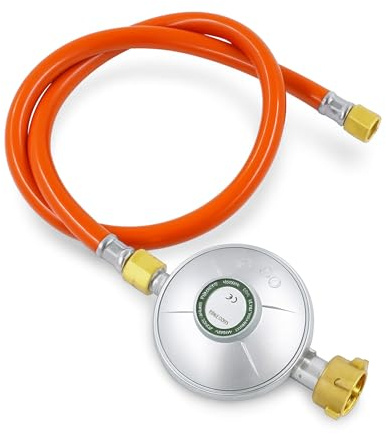 Gasschlauch mit Druckminderer 50 mbar – 150 cm G.12/W21,8 LH für Gasgrill