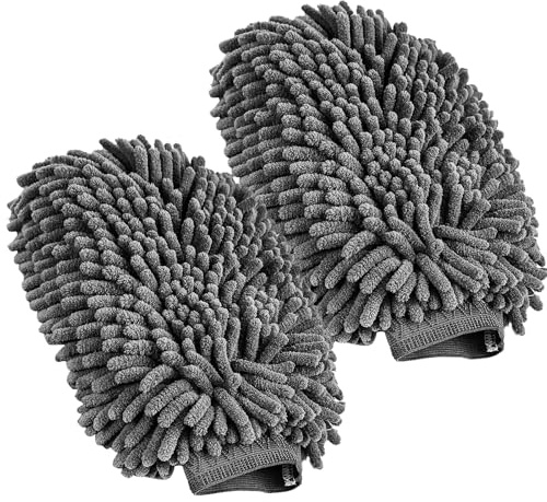 WoRuyKot Lot de 2 Gants de Lavage Auto en Microfibre - Anti-Rayures et Doux, pour Nettoyage Voiture, Vitres et Entretien Professionnel