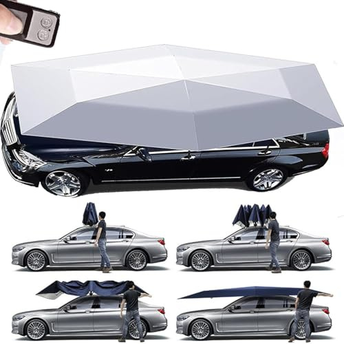 Automatic Portable Car Umbrella Tent - 4.8m UV Protection Canopy, Movable Carport for Outdoor BBQ, Picnic & Fishing - Sun Shade Cover, Blue