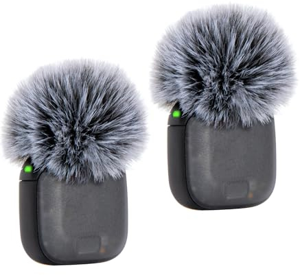 SUNMON Mic Windscreens for DJI Mic 3, 2PC Grey Microphone Furry Cover Outdoor Pop Filter Noise Reduction, Mic Covers Furry Windscreens