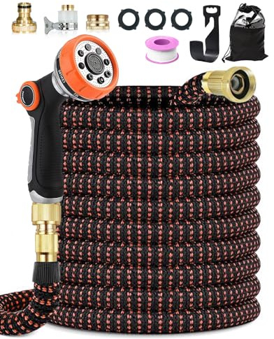 150FT/45M Expandable Garden Hose Pipe, Flexible Hose with Upgarded 10 Spray Modes and 3/4&1/2 Metal Connectors, 4-Layer Latex Core, No-Leak Design, for Car Washing and Gardening, Thumb Control