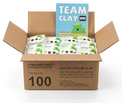 100-Pack White Air Dry Foam Clay, 25g Bulk Individually Wrapped, Magic Modeling Clay for Kids Classroom, School Art Supplies, Soft Foam Clay Alternative, Spring & Easter Craft Supplies