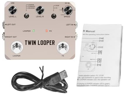 Gearwell Looper Pedal, Rowin Guitar Loop Station mit 2 Fußschaltern, 11 Wiedergabemodi, 10-Minuten-Aufnahme, 24-Bit-Sampling