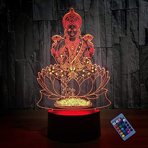 YTDZLTD Optische Täuschung 3D Buddha Statue Nacht Licht 16 Farben Andern Sich Fernbedienung USB-Strom Touch Schalter Dekor Lampe LED Lampe Tisch Kinder Brithday weihnachten Geschenk