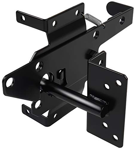 Gate Latches for Wooden Fences Heavy Duty Post Mount Automatic Gravity Lever Spring Self Locking Hardware Wood/Vinyl Fence Gate Lock for Secure Pool/Yard/Garden,Black Finishing,Steel