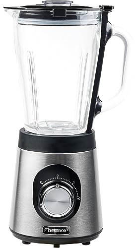 Bestron Standmixer, mit zwei Geschwindigkeitsstufen & Puls-Funktion, Behälter spülmaschinengeeignet, 500 Watt, 1,5 Liter, Farbe: Silber
