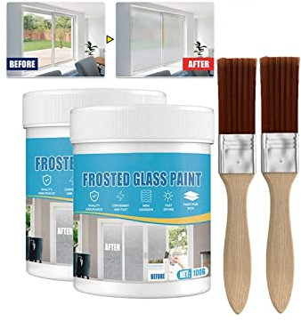 Frosted Glass Spray Paint, Door and Window Shading Frosted Glass Paint, Frost Spray Paint for Glass, Frosted Glass Paint, Waterproof & UV Resistant Matte Hazy Frost, Window Frost Spray (2Pcs)