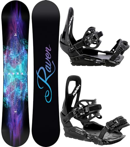 RAVEN Snowboard Set: Snowboard Aura + Bindung s230 Black (135cm + s230 Black S/M)
