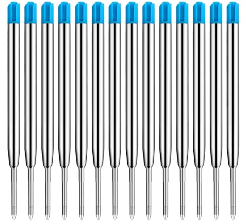 Collazoey 14 Pièces Recharge Stylo Bille, Recharge Standard Internationale, recharges de remplacement en métal pour le format G2, largeur de trait 1,0 mm M, couleur d'écriture (Blau)