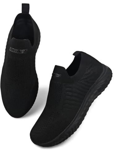 P&L ITALY COLLECTION Zapatillas Deportivas Sin Cordones Slip-On Mujer Comodas y Ligeras para Correr Trabajar Andar Pasear Casual Sneakers AllBlack38
