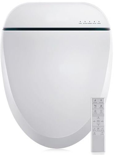 Aquonderful Bidet Toilet Seat, Smart Unlimited Warm Water, Electronic Heated Toilet Seat with Remote Control, Turbo Wash, Dryer, Rear and Front Wash, Slow Closes, Night Light, White, 102S-W