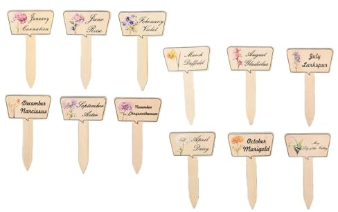 Sghtil Marcadores de plantas de jardín | Etiquetas de madera para plantas de jardín al aire libre | Estacas de nombre resistentes a la intemperie para verduras, flores, árboles, suculentas