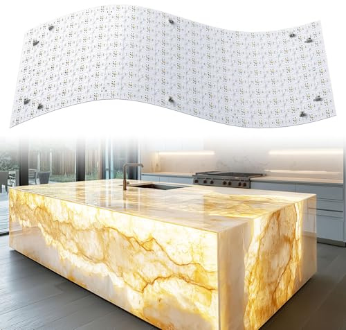LED Retroilluminati Luce Calda 3000K 24V 36W, Pannello LED Regolabile Compatibile con Alexa, Luci Flessibili con Telecomando e Controllo APP, 50x25 cm per Marmo, Onice e Piano di Lavoro (4 Pack)