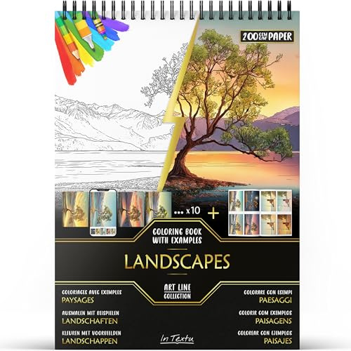 In Textu Livre de Coloriage Adulte Paysages, Papier 200 g/m²