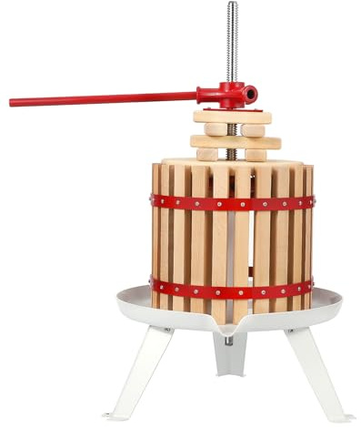 Garvee Pressa Manuale 12L per Frutta e Vino - Struttura Legno e Acciaio, Manico a T, Filtro Incluso - Perfetta per Succhi e Estratti - Base Stabile e Facile Assemblaggio