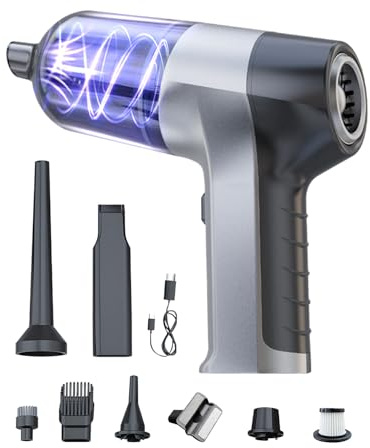 Trongle Aspirapolvere Auto Potente 15000PA 4-in-1, Mini Aspirapolvere Senza Fili, Aspirabriciole Portatile Type-C Ricarica Rapida, Macchina per Pulizia Veicoli HEPA, 5 Ugelli, per Veicoli e Casa