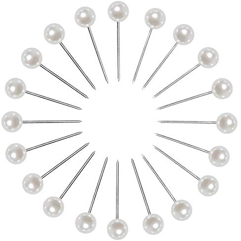 TOAOB 200 pezzi Spilli Dritti con Testa Perle in Bianco Plastica Cucito Spillo 3x15 mm Spille Quilting per Cucire Matrimoni