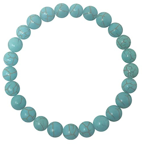 cotigo - Pulsera de Piedra Natural - Pulsera Hilo Elastico con Cuentas Piedra Natural - Distintas Piedras Semipreciosas para Mujer, Hombres Yoga Regalo (TURQUESA)