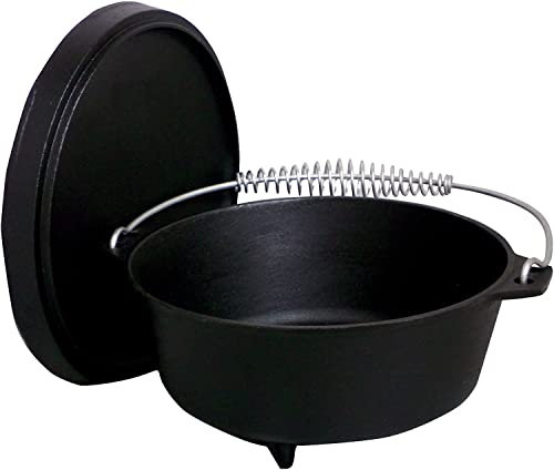 Forno olandese in ghisa stagionata 4 Qt. con piedini e coperchio carbone