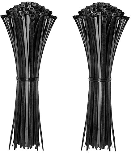 Attaches de câble, 200 mm x 2.5 mm, paquet de 200, attaches zippées en nylon noir de qualité supérieure, attaches en plastique multi-usages, mécanisme de verrouillage automatique sécurisé