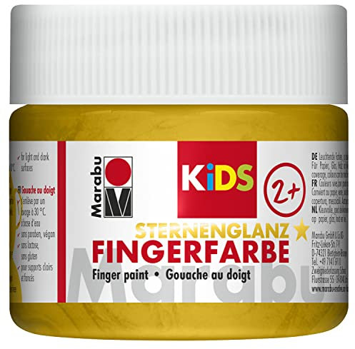 Marabu 03030050784 - KiDS Fingerfarbe metallic Gold 100 ml, auf Wasserbasis, parabenfrei, vegan, auswaschbar, für Kinder ab 3 Jahren