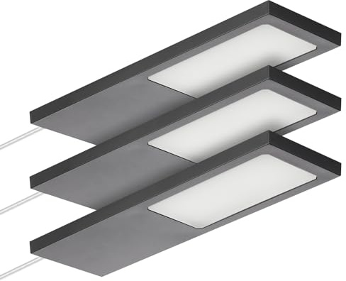 SOTECH Set med 3 LED-möbellampor GIULIA II utan sensor svart, 2700K varmvit inkl. transformator & fördelare Underskåpbelysning