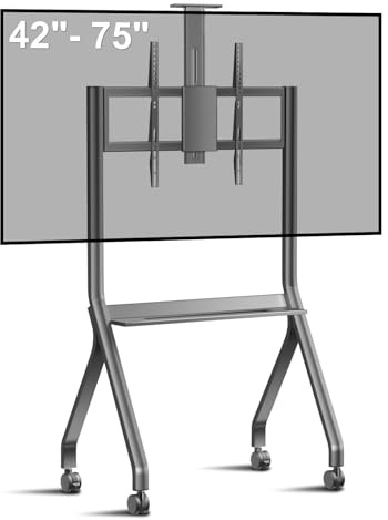 Smart Board Stand with Camera Tray Fits 42-75 Screens, Interactive Whiteboard Stand with 360° Rotating Wheels Holds 300LBS, Height Adjustable,Mobile Stand for Home, Office & Classroom