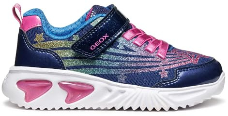 Geox J Assister Girl, Scarpe da Ginnastica, Blu Multicolore, 25 EU