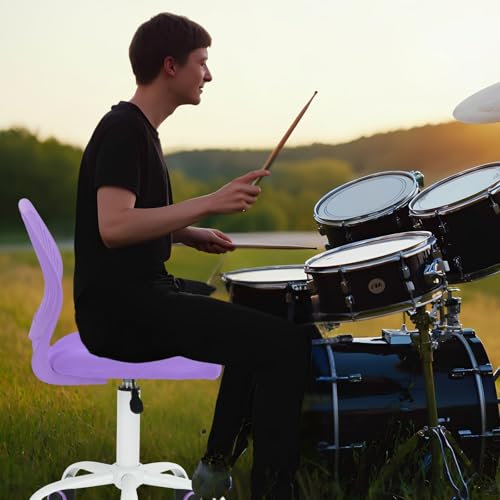 FurnitureR Schlagzeug Hocker Drehbar Höhenverstellbar 360 Grad Stoff Sitz PP Rücken 130kg SGS Rollen Drummer