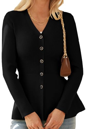 GRACE KARIN Women's A-Line Slim Fit Cardigans Elegant V-Neck Button Down