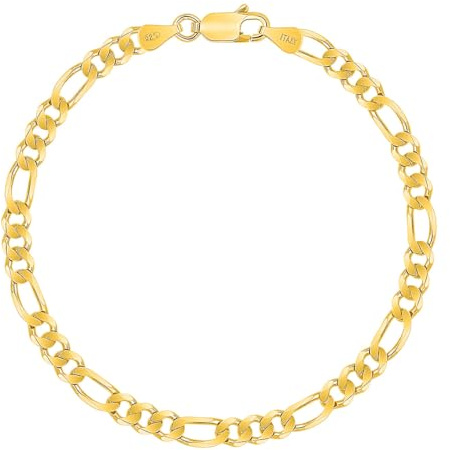 PLANETYS - Bracciale in Argento 925/1000 Placcato Oro Giallo 18 Carati, Maglia ro (1+3), Larghezza: 4,2 mm, 20 cm