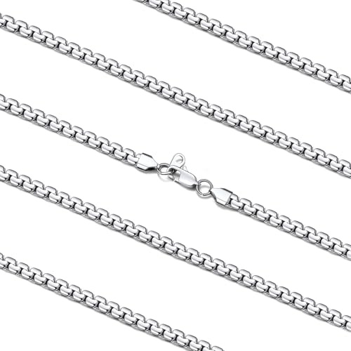 FaithHeart 6mm Silver Stainless Steel Box Chain Necklace for Men