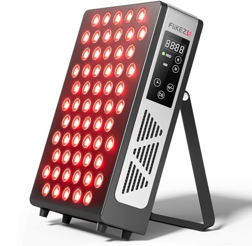 FliKEZE Lampe à Lumière Rouge (Modèle Pro), 60 LED Lumière Rouge Lampe Infrarouge à (630 nm, 660 nm, 830 nm, 850 nm), Adaptée à l'Usage Domestique, au Sport et comme Cadeau