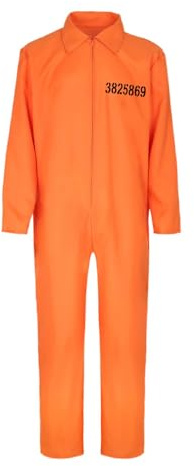 Generisch 2026 Exclusivo disfraz de prisionero de Halloween para adultos, traje de convicto unisex con decoración de esposas (naranja, M)