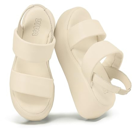 VIVASHOES Women’s Wedge Sandals with Slingback Strap - Lightweight Platform Summer Sandals for Ladies - Comfortable Open Toe Casual Holiday Walking Footwear with Thick Sole