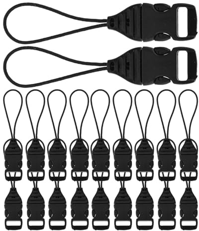 Gadpiparty Boucles Détachables Dégagement Rapide Noires Lot de 20 en ABS et Nylon 10mm pour Bagages et Équipements Sportifs pour Activités Outdoor et Survie