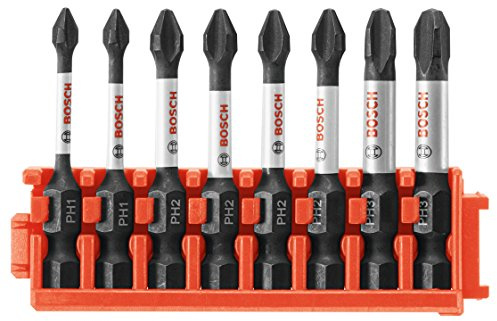 BOSCH CCSPHV208 - Juego surtido de 8 piezas de 5 cm. Brocas Phillips resistentes al impacto con clip para sistema de carcasa personalizada