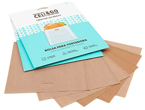 CELI&GO Bolsa para tostadora – Pack de 6 bolsas para tostadas antiadherentes, reutilizables, lavables, sin PFOA, evitar la contaminación cruzada, tamaño tostado 16 x 16,5 cm