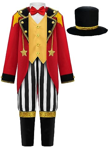 ReliBeauty Circus Ringmaster Costume for Kids 2 Pieces Set with Hat, 150