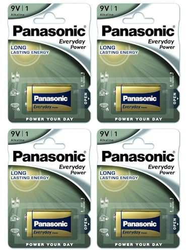 PANASONIC - Lote de 4 ampollas de 1 pila alcalina Everyday Power Silver Cube 6LF22-9V