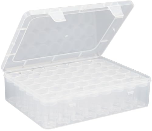 Bluedale 2 Pack Diamond Painting Storage Containers, 96 Slots Plastic Bead Organizer Box and 6 Sheets Labels, Small Embroidery Box for Diamond Painting Accessories, Craft, Seeds, Diamond Dots Storage