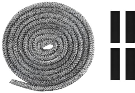 Joint de Porte Four, Joint de Cheminée Insert Poêle, 8mm x 2,5m, avec 4 Joint Tape, Ligne D'étanchéité pour Portes de Cheminée