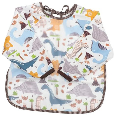 TOYANDONA Lätzchen Aus Baumwolle Wasserdichter Malkittel Für Langarm-sabberlätzchen Für Jungen Und Mädchen Buntes Dinosaurier-design Für Sauberes Füttern Für Und Spielen