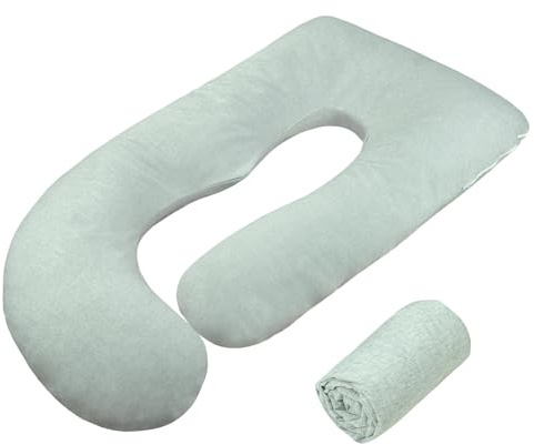 TANOFAR Pregnancy Pillow Cover J Shaped(ONLY Pillowcase), Super Soft Pillowcase Replacement Cover for Maternity Pillow, with Large Sized Zipper, Fits 55/58 Inch Pregnant Pillow, Green
