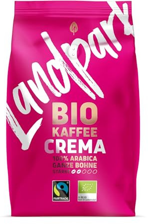 Landpark Bio Kaffee Crema 500g (1er Pack) - 100% Arabica Kaffeebohnen - Medium Roast - Säurearmer Bohnenkaffee - Fair Trade gehandelt